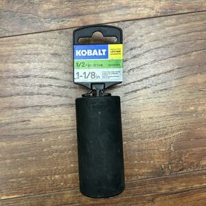 Kobalt 1/2" Drive 6 Point SAE Deep Socket Black 1-1/8 in‎ #338054 NEW w/ Tag